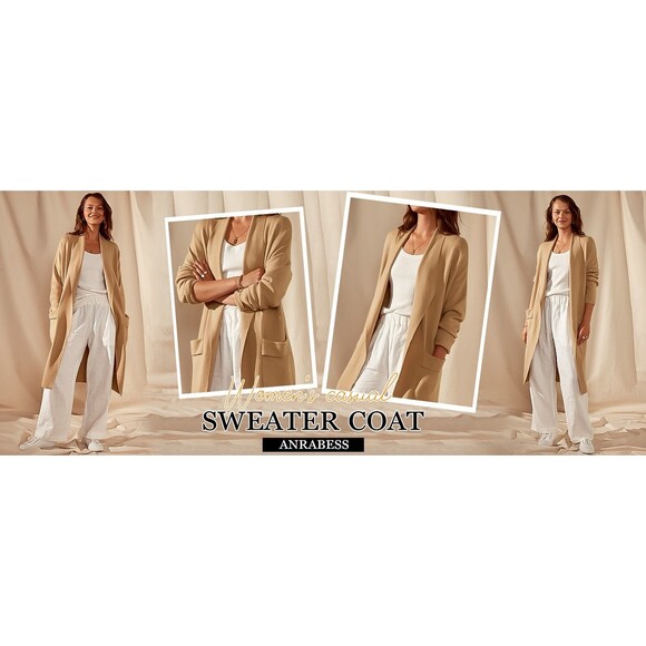 ANRABESS Women's Long Cardigan Fall Fashion Casual Oversized Knit Sweater, Small - Picture 10 of 13